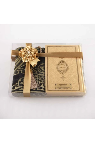 Seccade + Tesbih + Kuran Hediye Seti (çanta Boy, Gold-1) ürün görseli