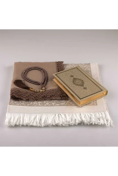 Şal + Seccade + Tesbih + Kuran Hediye Seti (çanta Boy, Vizon) - Resim 2