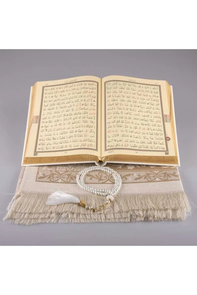 Seccade + Tesbih + Kuran Hediye Seti (orta Boy, Beyaz-1) - Resim 3