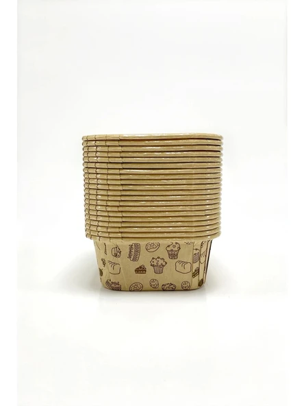 Kafem Muffin Kek Kapsülü Kare Kraft Desenli 50li - K33 - Resim 4