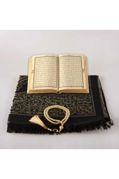 Seccade + Tesbih + Kuran Hediye Seti (çanta Boy, Gold-1) - Resim 3