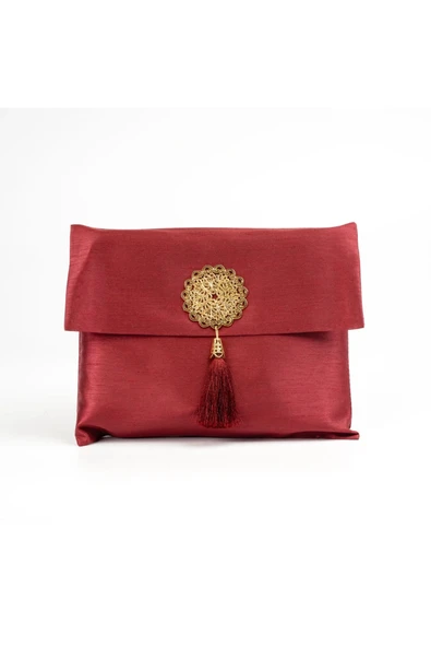 Seccade + Tesbih Hediye Seti (Şantuk Kese, Bordo) - Resim 2