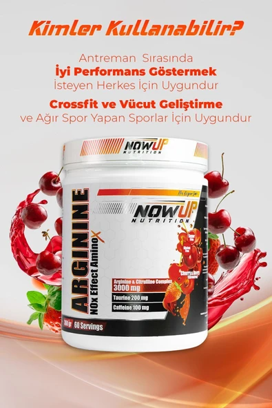 NOWUP NUTRITION Arginine Nox 360 gr | Vişne & Çilek Aromalı | Performans Ve Dayanıklılık Desteği - Resim 5