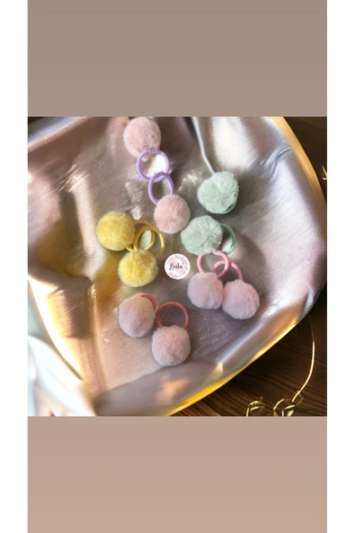 BATU GİYİM Bebek ve çocuk Ponpon renkli lastik toka seti - 3