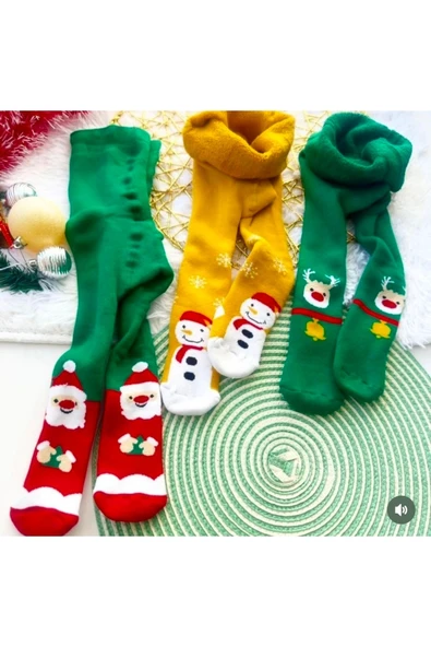 BATU GİYİM Bebek ve çocuk Yılbaşı yeniyıl havlu külotlu çorap seti - 2