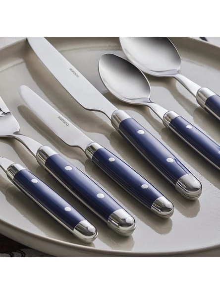 KARACA Alina 36 Parça 6 Kişilik Çatal Kaşık Bıçak Takımı Mavi - 2