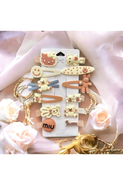 BATU GİYİM KIZ BEBEK VE KIZ ÇOCUK TOKA SETİ kedili