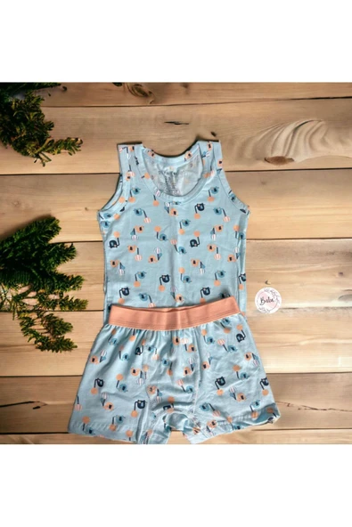BATU GİYİM Erkek Çocuk Atlet Boxer Iç Çamaşır Takım