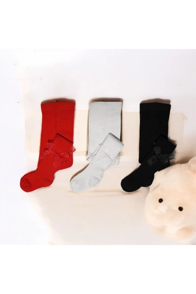 BATU GİYİM kız bebek ve çocuk fiyonklu külotlu çorap seti resmi tatil renkleri - 2