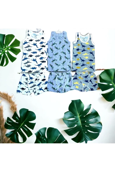 BATU GİYİM Erkek Çocuk Atlet Boxer Iç Çamaşır Takım 6 Parça