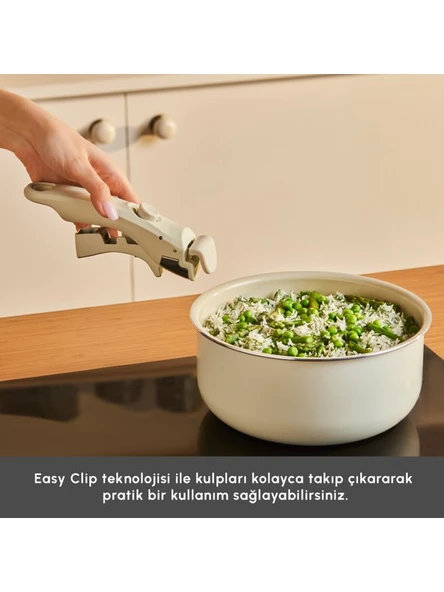 KARACA  Refika Swiss Crystal Almond Cream Easy Clip 5 Parça Indüksiyon Tabanlı Tencere Seti - 7
