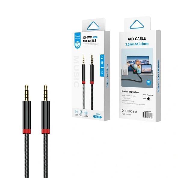 AU-707 Örgü Tasarımlı Aux Audio Kablo 3.5mm 1m - Resim 5