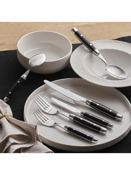 KARACA Alina 36 Parça 6 Kişilik Çatal Kaşık Bıçak Takımı Siyah - 2