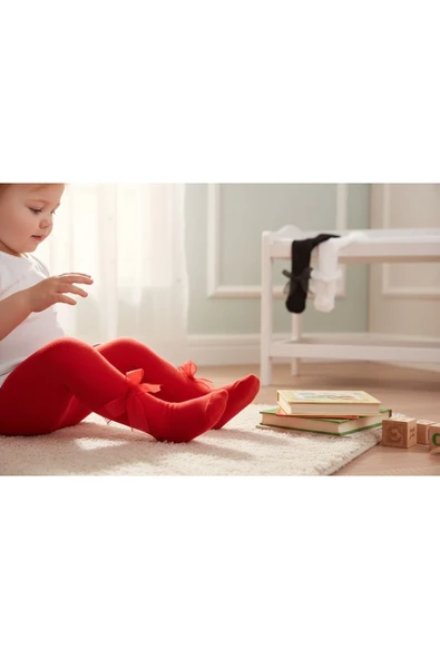 BATU GİYİM kız bebek ve çocuk fiyonklu külotlu çorap seti resmi tatil renkleri - 4