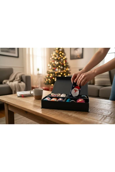 BATU GİYİM Yılbaşı Yeniyıl Yenidoğan Bebek 12li Çorap Seti - 6