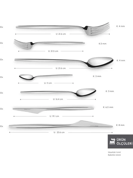 Karaca Moongate 316+ 84 Parça 12 Kişilik Premium Çatal Kaşık Bıçak Seti Kutulu - 6