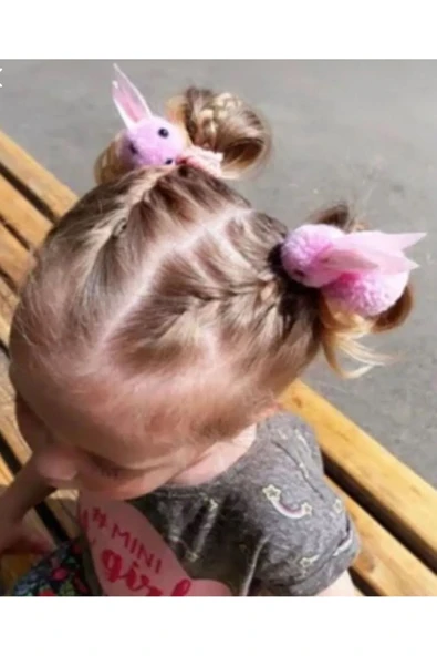 Batu tavşan figürlü peluş toka seti - 4