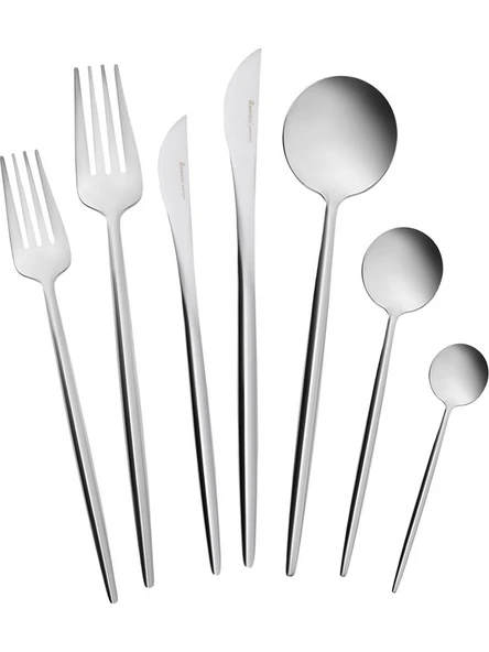 KARACA Jüpiter 84 Parça 12 Kişilik Premium Kutulu Çatal Kaşık Bıçak Takımı Platin - 6