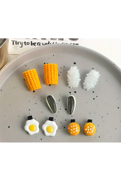 Batu Çekirdek mısır pirinç hamburger yumurta desenli toka - Resim 4