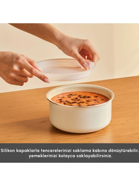 KARACA Refika Swiss Crystal Almond Cream Easy Clip 5 Parça Indüksiyon Tabanlı Tencere Seti - 9