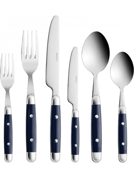 KARACA Alina 36 Parça 6 Kişilik Çatal Kaşık Bıçak Takımı Mavi - 3