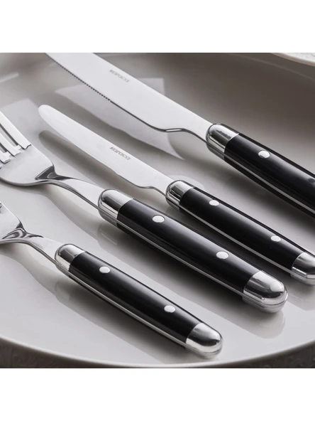 KARACA Alina 36 Parça 6 Kişilik Çatal Kaşık Bıçak Takımı Siyah - 3