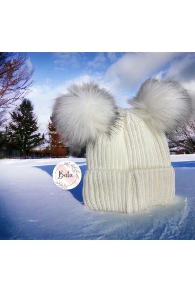 BATU GİYİM ÇİFT PONPONLU KADIN BERE - 4