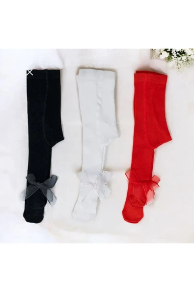 BATU GİYİM kız bebek ve çocuk fiyonklu külotlu çorap seti resmi tatil renkleri