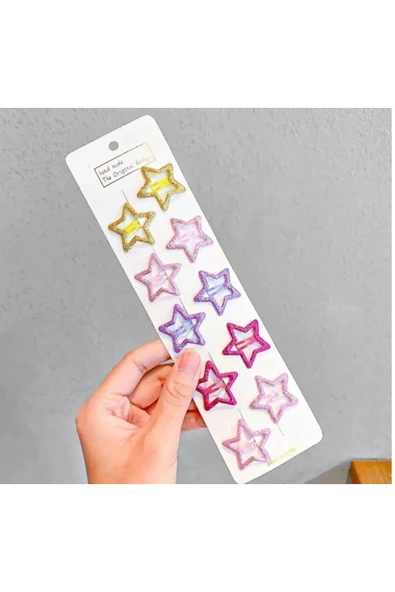 Batu yıldız simli rengarenk çıtçıt toka seti