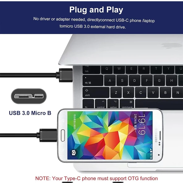 Type C usb c to Mikro Usb B Şarj ve data Veri Aktarım Kablosu 2m - Resim 5