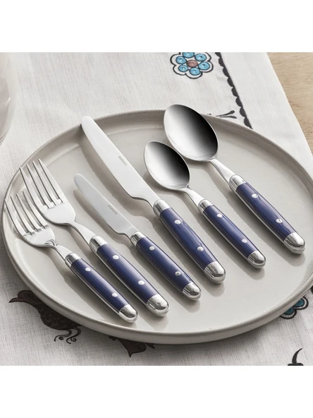 KARACA Alina 36 Parça 6 Kişilik Çatal Kaşık Bıçak Takımı Mavi