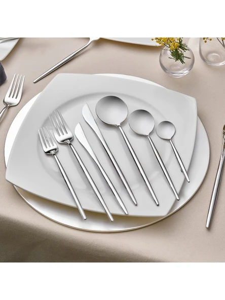 KARACA Jüpiter 84 Parça 12 Kişilik Premium Kutulu Çatal Kaşık Bıçak Takımı Platin