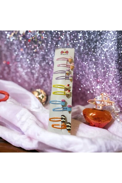 BATU GİYİM ÇITÇIT TOKA SETİ KIZ ÇOCUK DONDURMA FİGÜRLÜ - 2