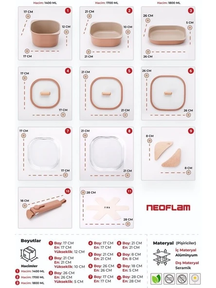 Neoflam Fika Comfort Terracota Tencere, Tava ve Fırın Kabı Seti - 7