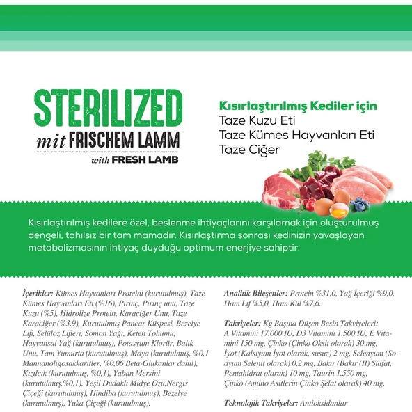 10 kg Sterilised Kuzu Etli Kuru Kedi Maması - 2