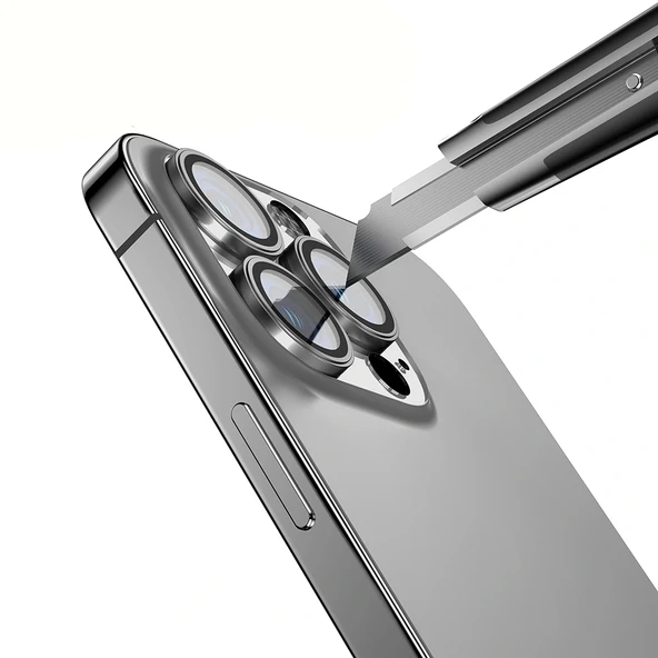 iPhone 15 Pro Max Mikro Kamera Lens Koruyucu - Resim 4