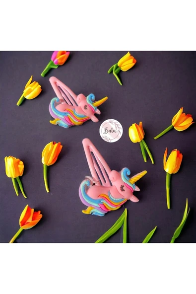 BATU GİYİM Unicorn Renkli Toka Seti Çıtçıt - 3