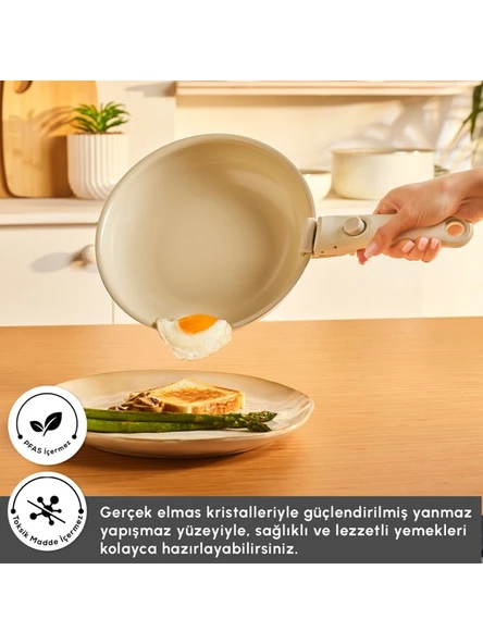 KARACA  Refika Swiss Crystal Almond Cream Easy Clip 5 Parça Indüksiyon Tabanlı Tencere Seti - 3