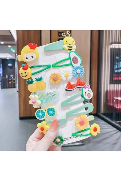 BATU GİYİM Kız Bebek Ve Çocuk Toka Seti Yeşil