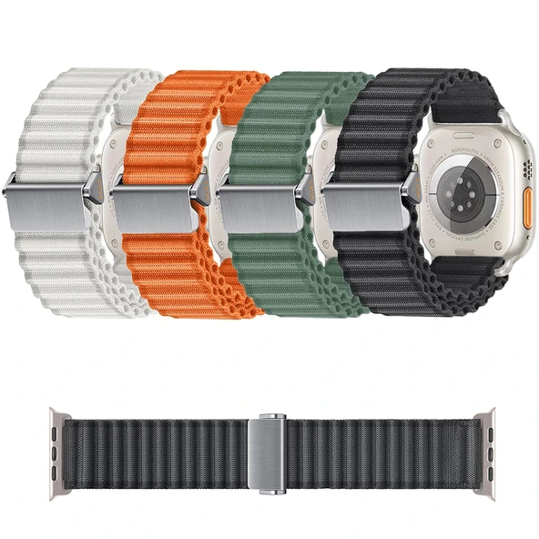 Watch 10 46mm Uyumlu-123 Naylon Kumaş Hasır Örgülü Kordon - Resim 5