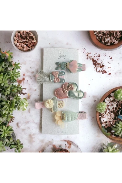 BATU GİYİM Kız Bebek Ve Çocuk Pensli Asorti Toka Seti - 5