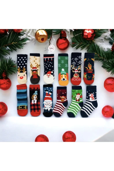 BATU GİYİM Kutulu Çocuk Yılbaşı Havlu Çorap Seti