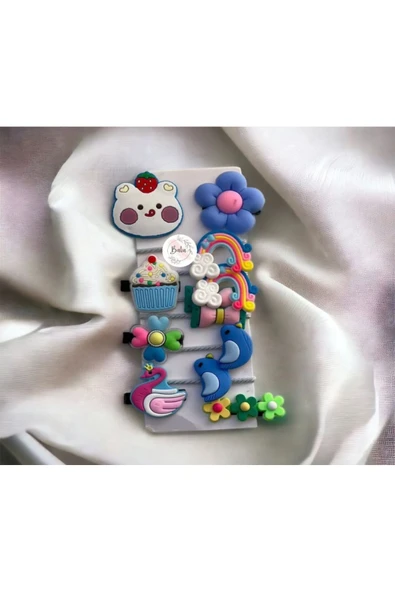 Batu Kız bebek ve çocuk lastikli pensli toka seti - 8