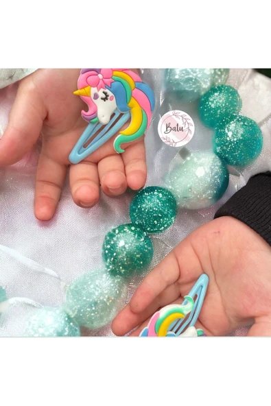 BATU GİYİM Unicorn Renkli Toka Seti Çıtçıt - 5