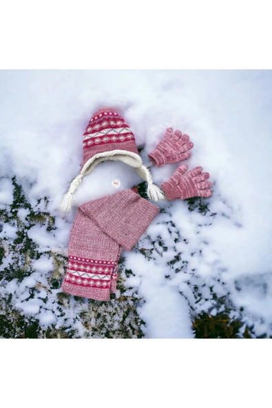 BATU GİYİM KIZ ÇOCUK ATKI BERE ELDİVEN TAKIMI - 3