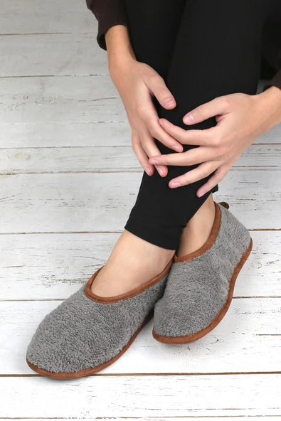 Kışlık Kaymaz Deri Taban Ev Patiği Ptk-gw Gri 36-38 - Resim 2