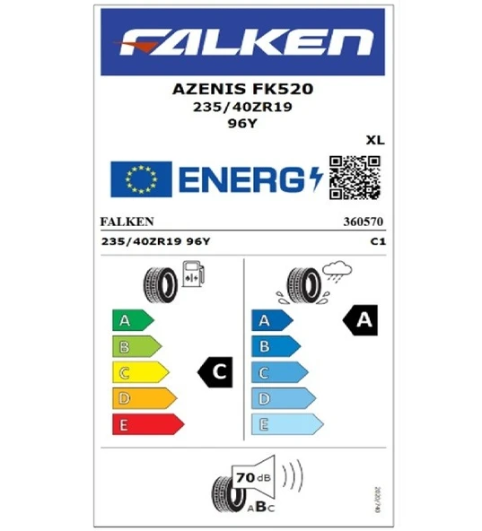 Falken 235/40 ZR19 TL (96Y) XL AZENIS FK520 Oto Yaz Lastiği (Üretim Tarihi:2025) - Resim 2
