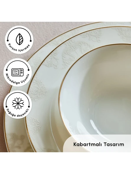 KARACA Bone Collection Siena 53 Parça 12 Kişilik Yemek Takımı Gold