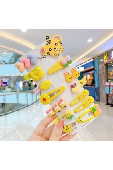 BATU GİYİM Kız Çocuk Ve Kız Bebek Pens Çıtçıtlı Sarı Toka Seti - 14 Adet