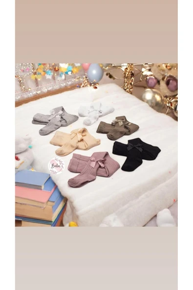 BATU GİYİM kız bebek ve çocuk fiyonklu külotlu çorap seti - 3